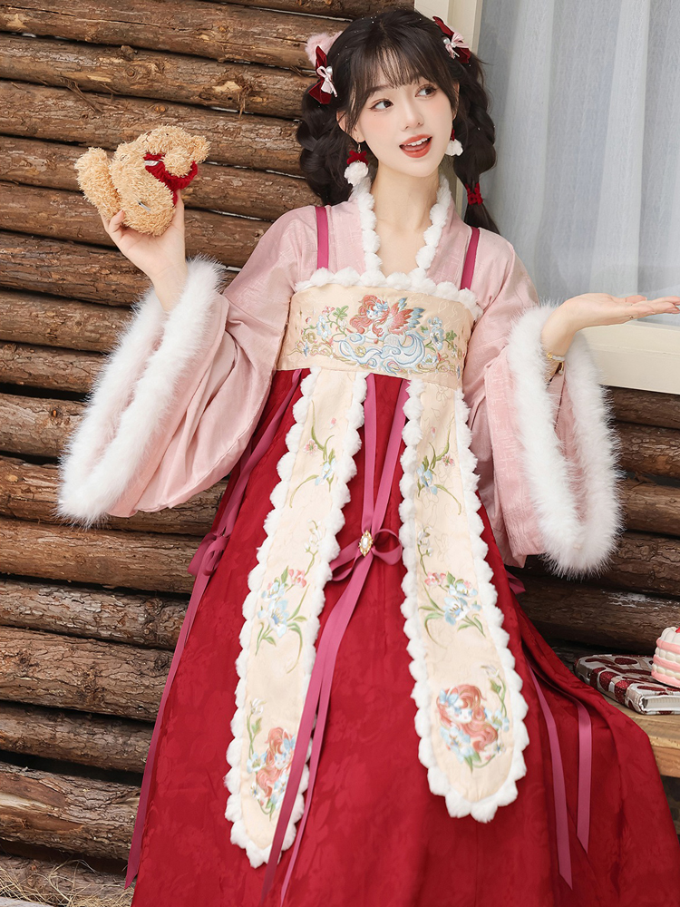 Chinese New Year Women Hanfu Tang Dynasty Style Winter Waist-Length Everyday Wear