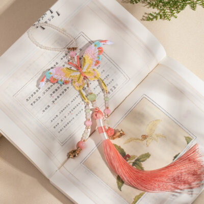 Embroidered Butterfly Pendant with Tassel Jinbu Accessories Hanfu