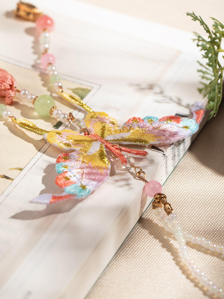 Embroidered Butterfly Pendant with Tassel Jinbu Accessories Hanfu