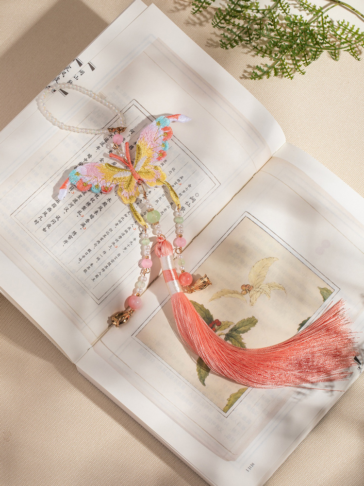 Embroidered Butterfly Pendant with Tassel Jinbu Accessories Hanfu