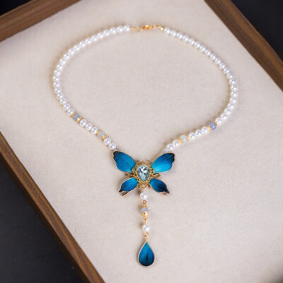 Hanfu Butterfly Necklace Retro Yingluo Pendant