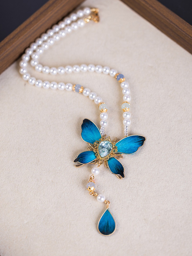 Hanfu Butterfly Necklace Retro Yingluo Pendant