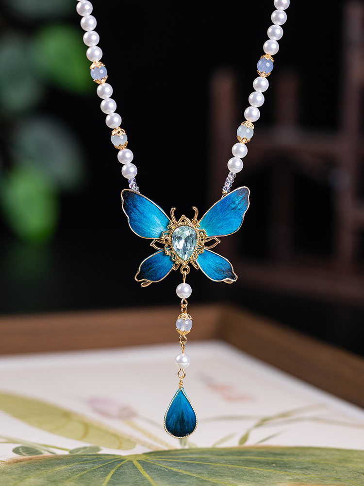 Hanfu Butterfly Necklace Retro Yingluo Pendant