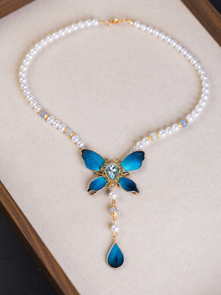 Hanfu Butterfly Necklace Retro Yingluo Pendant