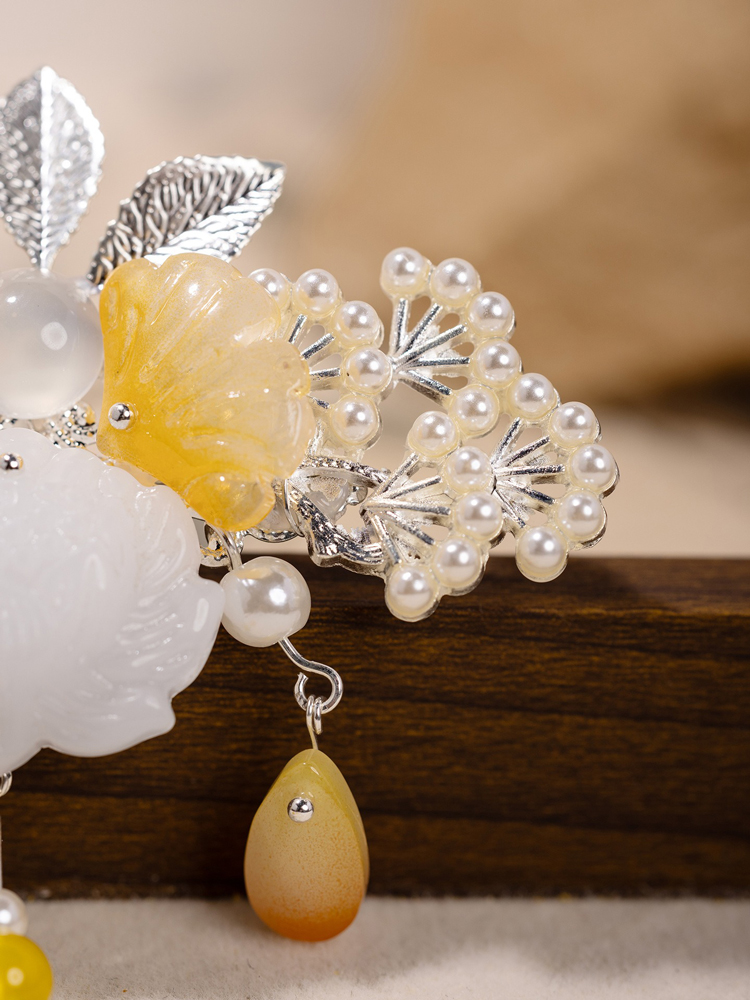 Hanfu Headpiece Small Hair Crown with Tassels Ancient-Style Hair Accessory Retro Cheongsam Accessories