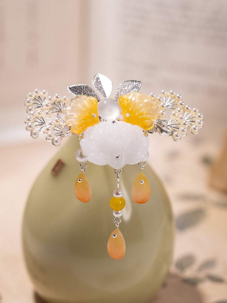 Hanfu Headpiece Small Hair Crown with Tassels Ancient-Style Hair Accessory Retro Cheongsam Accessories