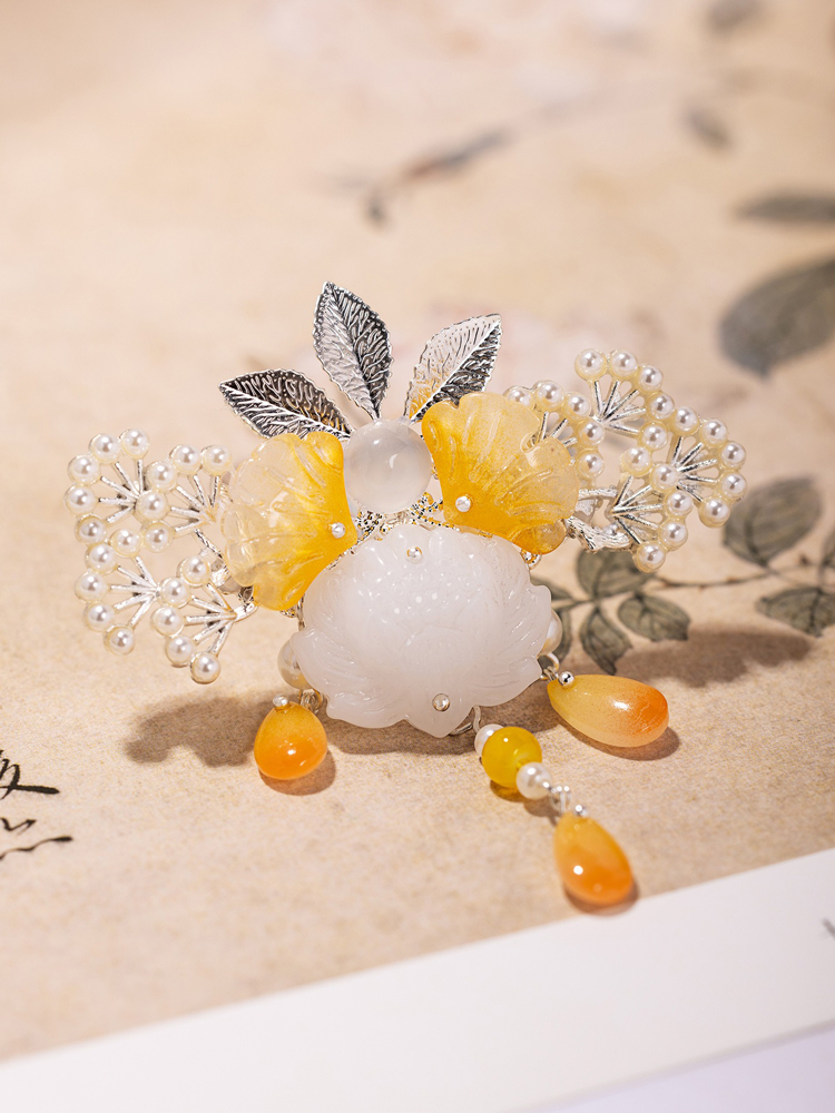 Hanfu Headpiece Small Hair Crown with Tassels Ancient-Style Hair Accessory Retro Cheongsam Accessories