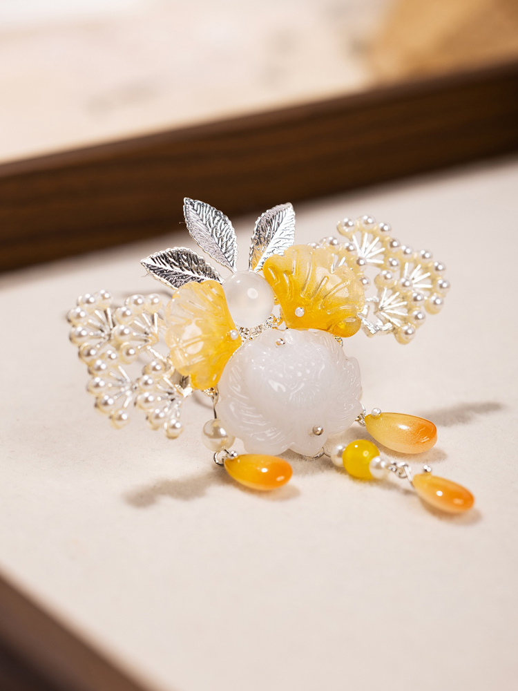 Hanfu Headpiece Small Hair Crown with Tassels Ancient-Style Hair Accessory Retro Cheongsam Accessories