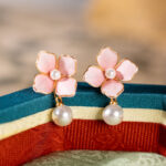 Hanfu Pink Earrings Chinese-Style Minimalist Vintage Floral Accessories