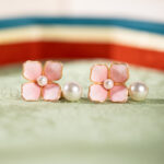 Hanfu Pink Earrings Chinese-Style Minimalist Vintage Floral Accessories