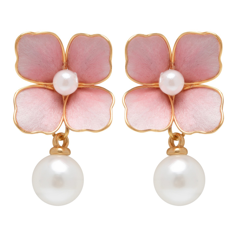 Hanfu Pink Earrings Chinese-Style Minimalist Vintage Floral Accessories