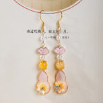 Hanfu Velvet Flower Earrings Pink Gourd Cheongsam Drop Earrings
