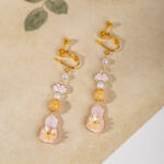 Hanfu Velvet Flower Earrings Pink Gourd Cheongsam Drop Earrings