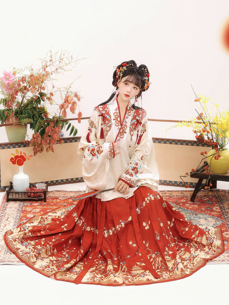 Ming Dynasty Women Hanfu Winter Aoqun New Style Maian Skirt