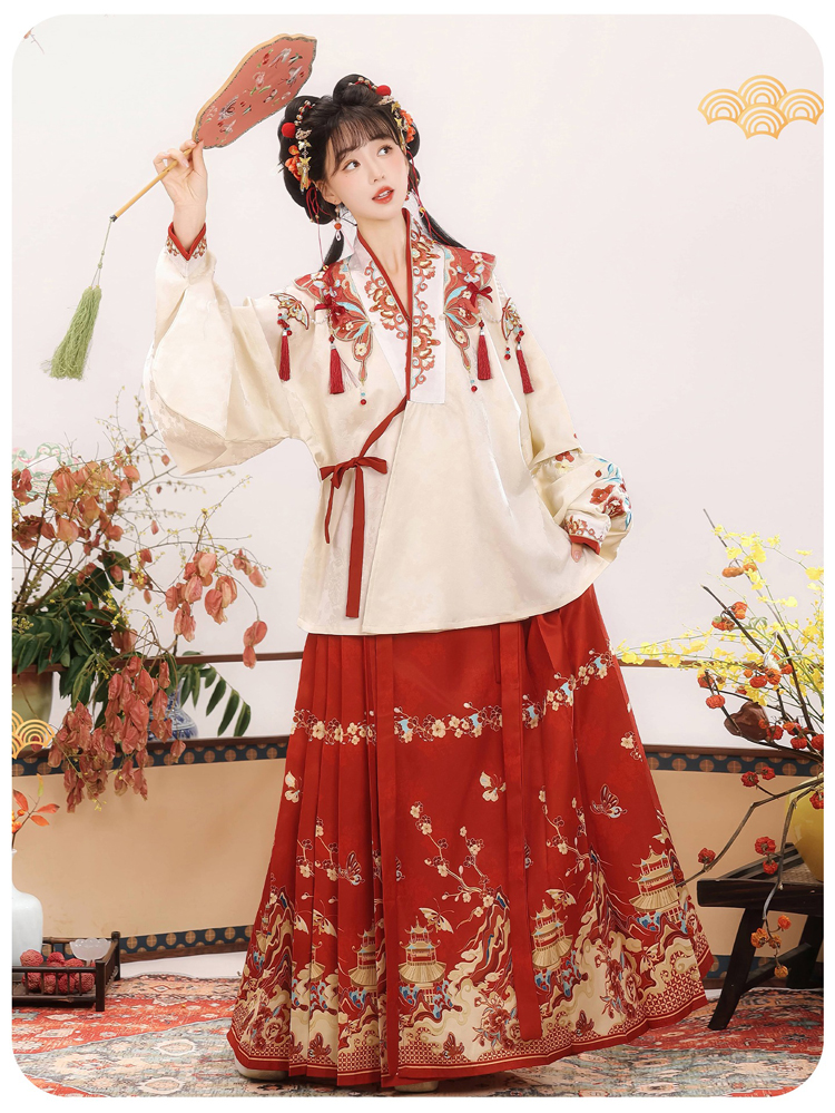 Ming Dynasty Women Hanfu Winter Aoqun New Style Maian Skirt
