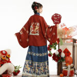 Women Winter Hanfu Ming Dynasty Short Bijia Top with Butterfly Skirt Set