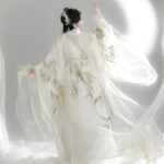 Wei-Jin Style Hanfu Women Cross-Collared Zhiju Embroidered Wide-Sleeve Dress For Wuxia
