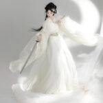 Wei-Jin Style Hanfu Women Cross-Collared Zhiju Embroidered Wide-Sleeve Dress For Wuxia