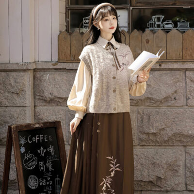Winter Daily Hanfu Ming Dynasty Set with Maian Skirt