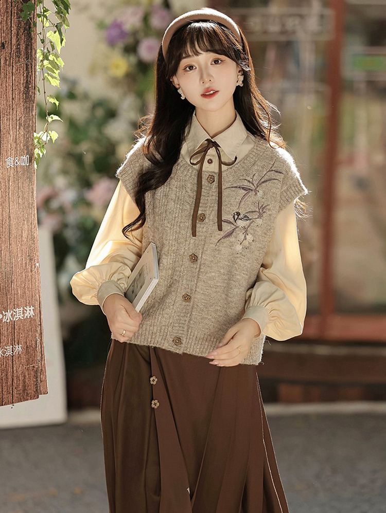 Winter Daily Hanfu Ming Dynasty Set with Maian Skirt
