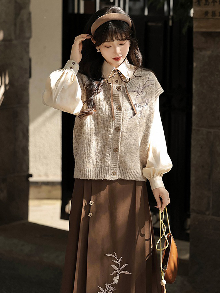 Winter Daily Hanfu Ming Dynasty Set with Maian Skirt
