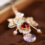 Women Hanfu Butterfly Hairpin Handcrafted Copper Jewelry