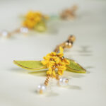 Women Hanfu Earrings Handmade Osmanthus Enamel Velvet