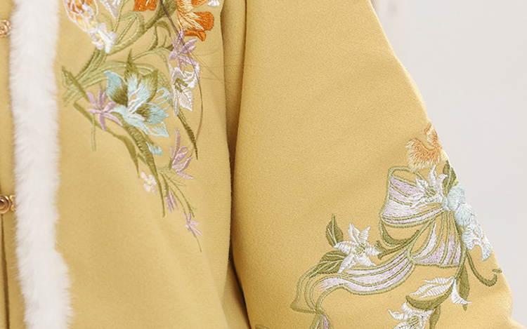 Women Ming Dynasty Winter Hanfu Square-Neck Top Thickened Casual Set