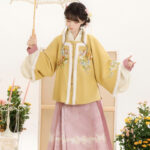 Women Ming Dynasty Winter Hanfu Square-Neck Top Thickened Casual Set