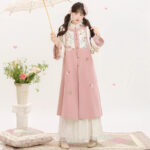 Women Winter Hanfu Long-Length Ming Dynasty-Style Hanfu in Pink Bijia