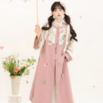 Women Winter Hanfu Long-Length Ming Dynasty-Style Hanfu in Pink Bijia
