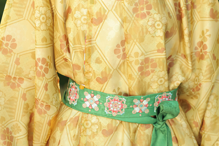 Autumn Tang Dynasty Women Hanfu Round Neck Robe Cute Yellow Daily Set