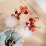 Children Hanfu Hair Ornaments Peach Hairpins in Retro Cute Style