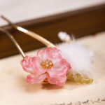 Ethereal Pink Floral Hairpin Tang Dynasty Style Hanfu Hair Accessory