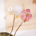 Ethereal Pink Floral Hairpin Tang Dynasty Style Hanfu Hair Accessory