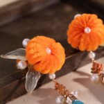 Hanfu Women Pumpkin Hairpiece with Tassel Plush Hairpin