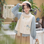 Women Autumn Bijia Hanfu Set Stand-Collar Shirt Set