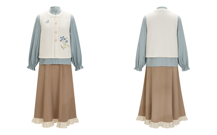 Women Autumn Bijia Hanfu Set Stand-Collar Shirt Set