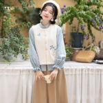 Women Autumn Bijia Hanfu Set Stand-Collar Shirt Set