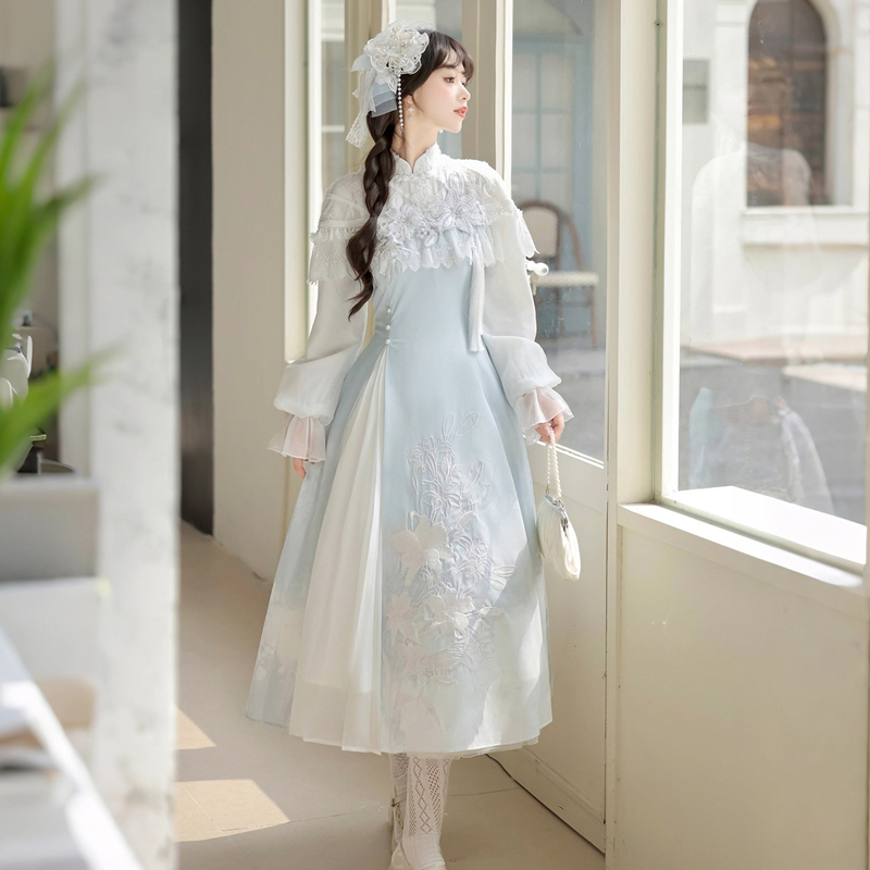 Women-Autumn-Hanfu-Han-Element-Lily-Long-Sleeve-Dress-1 Women Autumn Hanfu Han Element Lily Long-Sleeve Dress