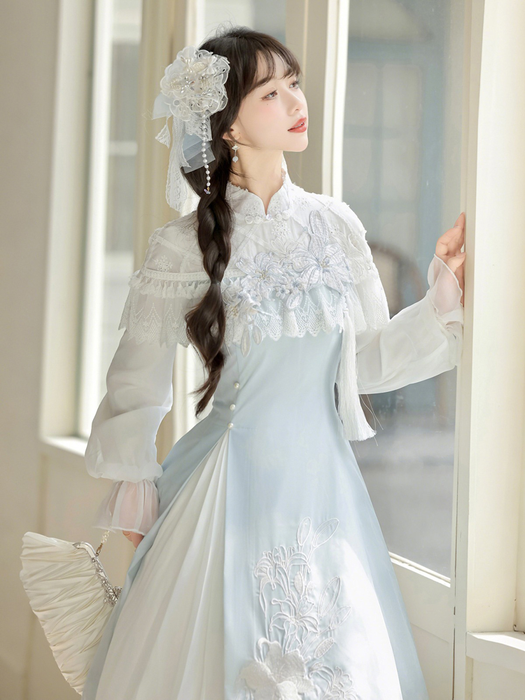 Women Autumn Hanfu Han Element Lily Long-Sleeve Dress