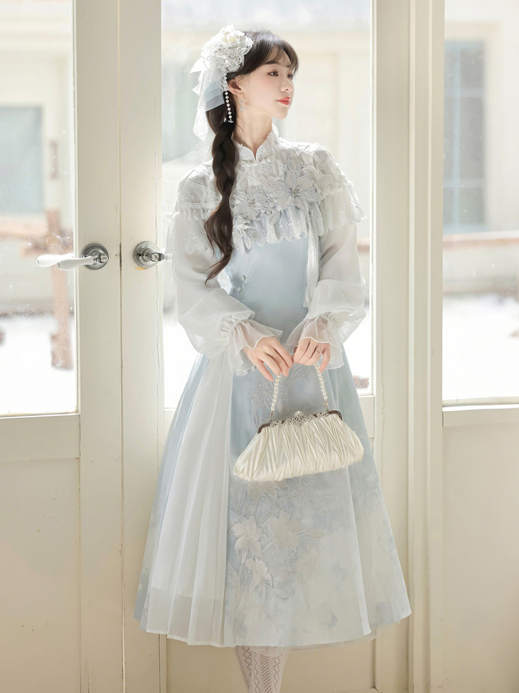 Women Autumn Hanfu Han Element Lily Long-Sleeve Dress