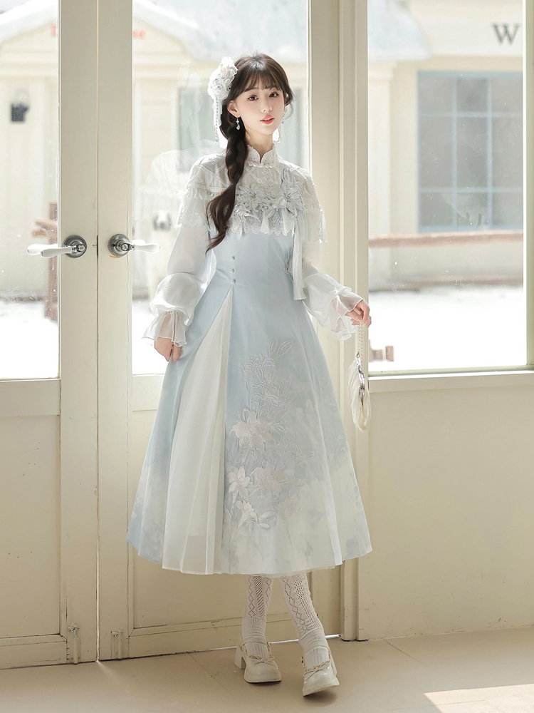Women Autumn Hanfu Han Element Lily Long-Sleeve Dress
