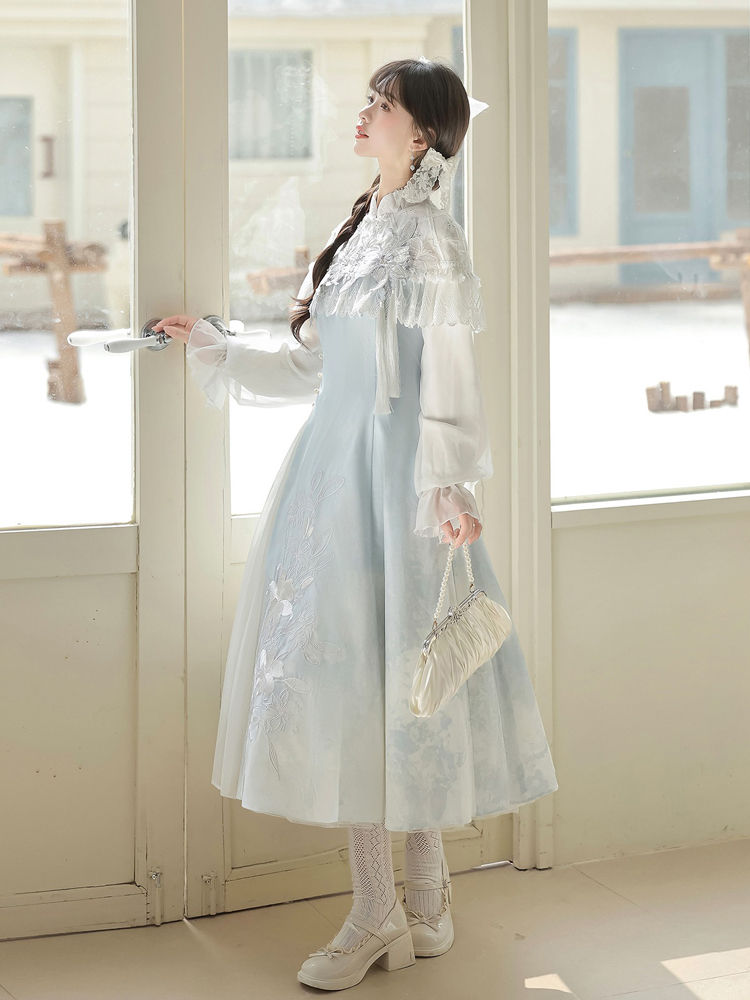 Women Autumn Hanfu Han Element Lily Long-Sleeve Dress