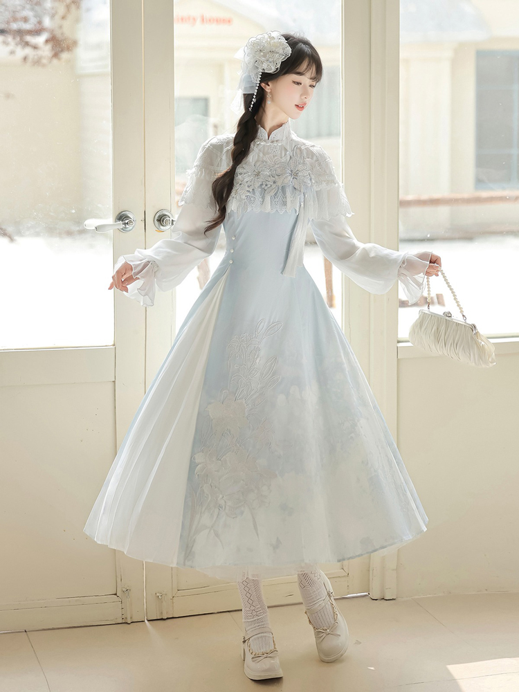 Women Autumn Hanfu Han Element Lily Long-Sleeve Dress