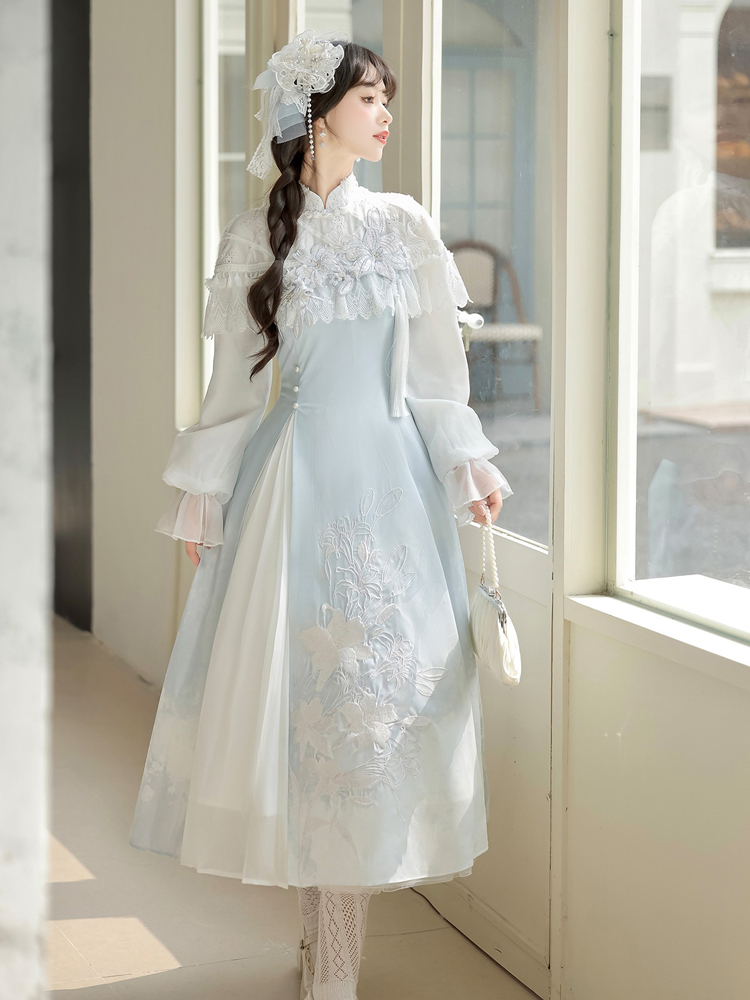 Women Autumn Hanfu Han Element Lily Long-Sleeve Dress
