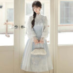 Women Autumn Hanfu Han Element Lily Long-Sleeve Dress