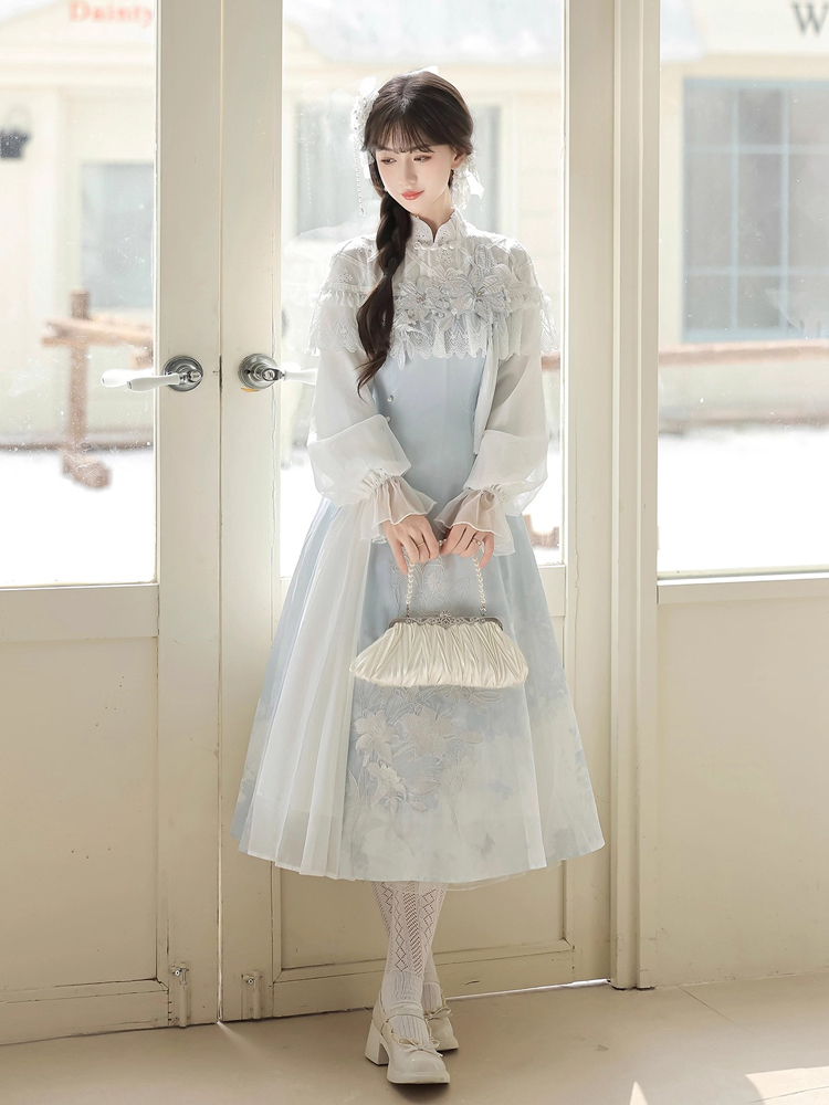 Women Autumn Hanfu Han Element Lily Long-Sleeve Dress