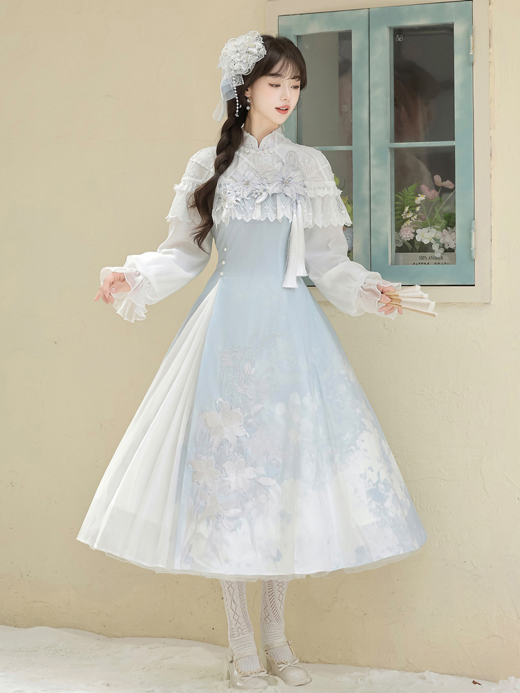 Women Autumn Hanfu Han Element Lily Long-Sleeve Dress