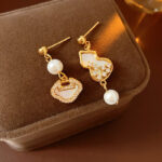 Women Exquisite Earrings Peace Lock Niche Pearl Ear Accessories
